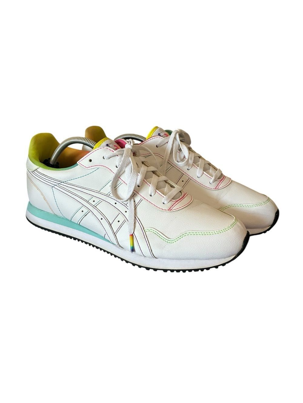 ASICS White Sneakers with Pastel Trim and Teal Midsole Woman’s Size 12